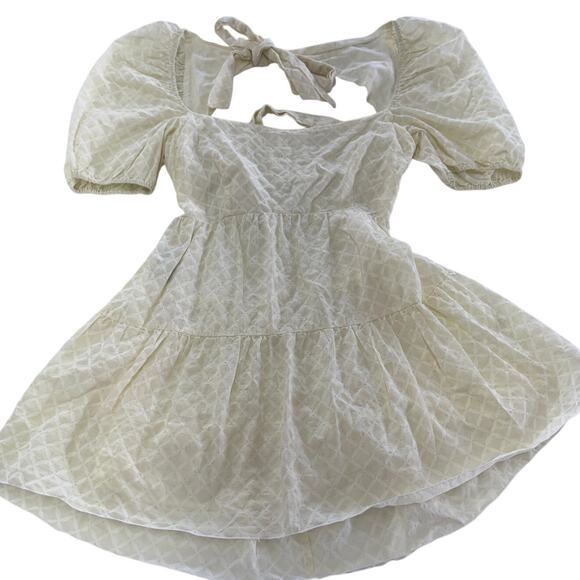 Bardot Dress Womens 8 Butter Yellow Gingham Lucy Mini Puff‎ Sleeve Cotton - Picture 2 of 15